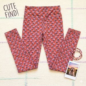 ATHLETA GIRL Size 12 Leggings Geometric Dash Rust/Pink Full Length Activewear